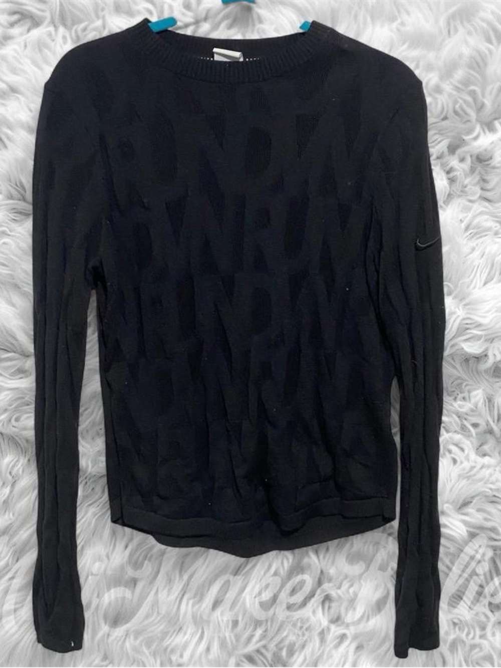 Nike Men’s Black Tone-on-Tone Logo Crewneck Sweater